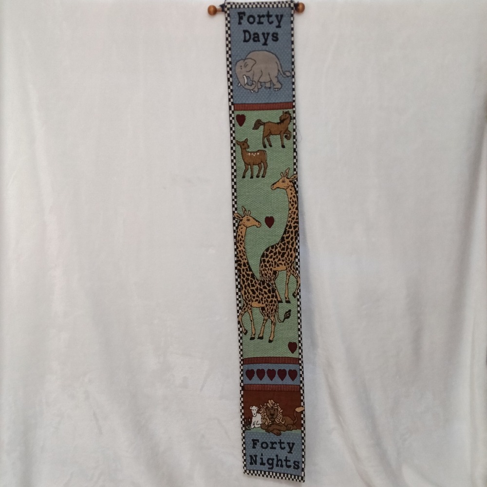 Noah's Ark Woven Tapestry Wall Hanging Forty Days Forty Nights Nursery Art Decor